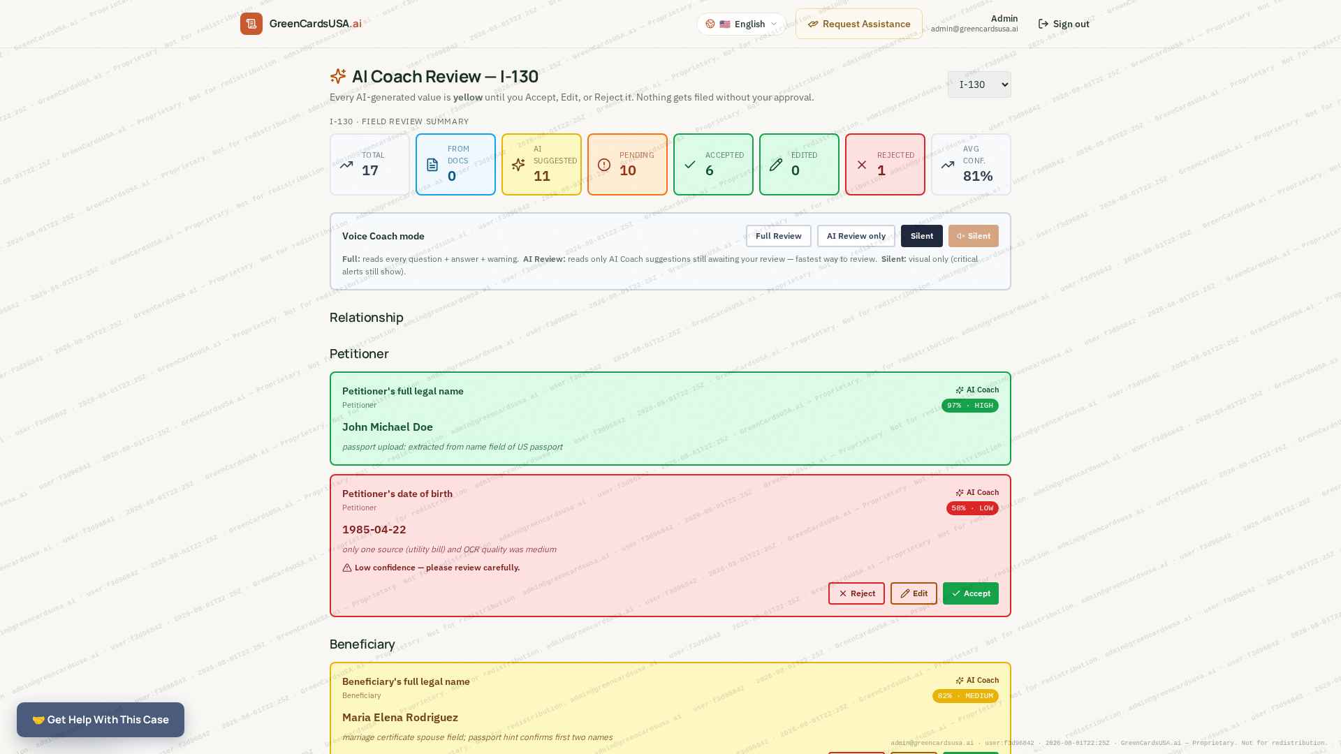 Field Review — Accept, Edit, or Reject each field